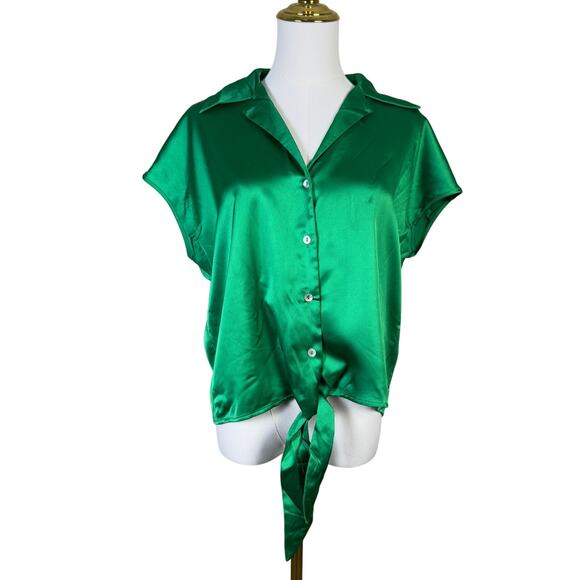 Rachel Zoe Button Up Tie Sleeveless Satin Top US Women's S - Picture 1 of 6